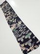 Photo1: 1U10z40  Japanese Kimono Crepe Silk  FABRIC Plum tree Navy-Black 38.6x6.9 (1)