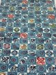 Photo1: 1U01z60  Japanese Kimono Silk  FABRIC Takaradzukushi Blue-Gray 40.2x13.8 (1)