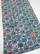 Photo3: 1U01z60  Japanese Kimono Silk  FABRIC Takaradzukushi Blue-Gray 40.2x13.8 (3)