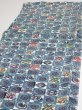 Photo3: 1U03z80  Japanese Kimono Silk  FABRIC Takaradzukushi Blue-Gray 62.2x13.8 (3)