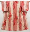 Photo1: 5025T03z660 Vintage Japanese Kimono Silk MEISEN KOMON  Coral pink (1)