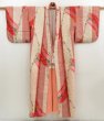 Photo6: 5025T03z660 Vintage Japanese Kimono Silk MEISEN KOMON  Coral pink (6)