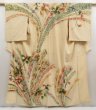 Photo1: 5025T04z780 Vintage Japanese Kimono Silk TSUKESAGE Flowers Sand beige (1)