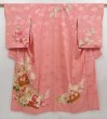 Photo1: 5025T10z660 Vintage Japanese Kimono Silk TSUKESAGE Peony Pink (1)