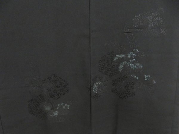 Photo1: 5027T01z590 Vintage Japanese Kimono Silk HAORI Paulownia Black (1)