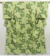 Photo1: 5027T02z1000 Vintage Japanese Kimono Silk SHIBORI KOMON Yellow green (1)