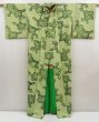 Photo8: 5027T02z1000 Vintage Japanese Kimono Silk SHIBORI KOMON Yellow green (8)