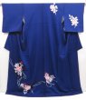 Photo1: 5027T07z900  Japanese Kimono Silk TSUKESAGE Rose Dark lavender blue (1)