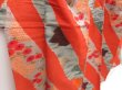 Photo3: 5027T08z690 Vintage Japanese Kimono Silk MEISEN KOMON Flower Orangered (3)