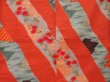 Photo5: 5027T08z690 Vintage Japanese Kimono Silk MEISEN KOMON Flower Orangered (5)