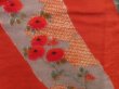 Photo6: 5027T08z690 Vintage Japanese Kimono Silk MEISEN KOMON Flower Orangered (6)