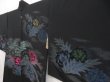 Photo2: 5027T09z650 Vintage Japanese Kimono Silk HAORI Flower Black (2)