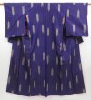 Photo1: 5027T12z550 Vintage Japanese Kimono Silk TSUMUGI Yagasuri Dark lavender blue (1)