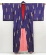 Photo8: 5027T12z550 Vintage Japanese Kimono Silk TSUMUGI Yagasuri Dark lavender blue (8)