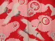 Photo3: 5104T03z490 Vintage Japanese Kimono Silk JUBAN Flying crane Red (3)