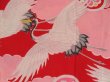 Photo4: 5104T03z490 Vintage Japanese Kimono Silk JUBAN Flying crane Red (4)