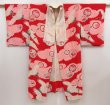 Photo8: 5104T03z490 Vintage Japanese Kimono Silk JUBAN Flying crane Red (8)