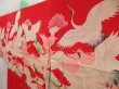 Photo2: 5104T02z430 Antique Japanese Kimono Silk JUBAN Flying crane Red (2)