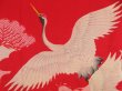 Photo4: 5104T02z430 Antique Japanese Kimono Silk JUBAN Flying crane Red (4)