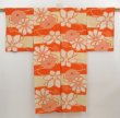 Photo1: 5104T03z270 Antique Japanese Kimono Silk JUBAN Flowers Dark orange (1)