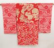 Photo1: 5104T04z480 Antique Japanese Kimono Cotton Girl's JUBAN Bird Red (1)