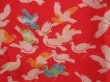 Photo4: 5104T04z480 Antique Japanese Kimono Cotton Girl's JUBAN Bird Red (4)