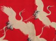 Photo4: 5104T07z450 Antique Japanese Kimono Silk JUBAN Flying crane Dark red (4)