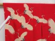 Photo5: 5104T07z450 Antique Japanese Kimono Silk JUBAN Flying crane Dark red (5)