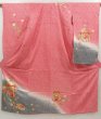 Photo1: 5105T02z910 Vintage Japanese Kimono Silk Girl's  Shell box Red-Pink Shibori (1)