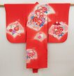 Photo1: 5105T03z360 Vintage Japanese Kimono Silk Girl's  Peony Tomato red (1)