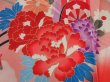 Photo4: 5105T03z360 Vintage Japanese Kimono Silk Girl's  Peony Tomato red (4)