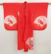 Photo6: 5105T03z360 Vintage Japanese Kimono Silk Girl's  Peony Tomato red (6)