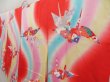 Photo2: 5105T04z730 Vintage Japanese Kimono Silk Girl's  Origami crane  Red (2)