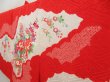 Photo2: 5105T05z320 Vintage Japanese Kimono Silk Girl's  Flower cart Red (2)