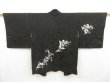 Photo1: 5105T06z670 Vintage Japanese Kimono Silk HAORI Flower Black (1)