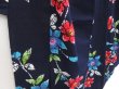 Photo3: 5105T07z500 Vintage Japanese Kimono Cotton YUKATA Flower Dark navy (3)