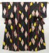 Photo1: 5105T09z590 Vintage Japanese Kimono Silk MEISEN KOMON Black (1)