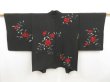 Photo1: 5105T11z600 Vintage Japanese Kimono Silk HAORI Flower Black (1)