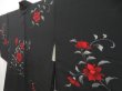 Photo2: 5105T11z600 Vintage Japanese Kimono Silk HAORI Flower Black (2)