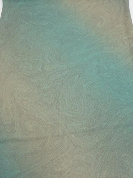 Photo1: 1T02z50  Japanese Kimono Silk  FABRIC Suminagashi Cyan 40.6x14.6 (1)