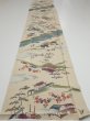 Photo5: 1T03z90  Japanese Kimono Silk  FABRIC Edo era Sand beige 64.6x13.6 (5)