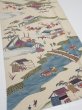 Photo2: 1T05z80  Japanese Kimono Silk  FABRIC Edo era Sand beige 52.0x13.8 (2)