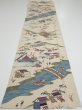 Photo5: 1T05z80  Japanese Kimono Silk  FABRIC Edo era Sand beige 52.0x13.8 (5)