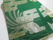 Photo1: 5113Y03z850 Vintage Japanese Kimono Silk FUKURO OBI Pheasant Dark green 161.4x11.8 (1)