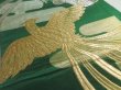 Photo4: 5113Y03z850 Vintage Japanese Kimono Silk FUKURO OBI Pheasant Dark green 161.4x11.8 (4)