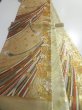 Photo6: 5113Y05z670  Japanese Kimono Silk FUKURO OBI Kumihimo Gold 179.5x12.2 (6)