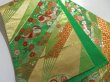 Photo1: 5113Y06z1030  Japanese Kimono Silk FUKURO OBI Mandarin duck Green 171.7x11.8 (1)