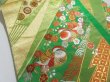 Photo3: 5113Y06z1030  Japanese Kimono Silk FUKURO OBI Mandarin duck Green 171.7x11.8 (3)