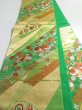 Photo5: 5113Y06z1030  Japanese Kimono Silk FUKURO OBI Mandarin duck Green 171.7x11.8 (5)