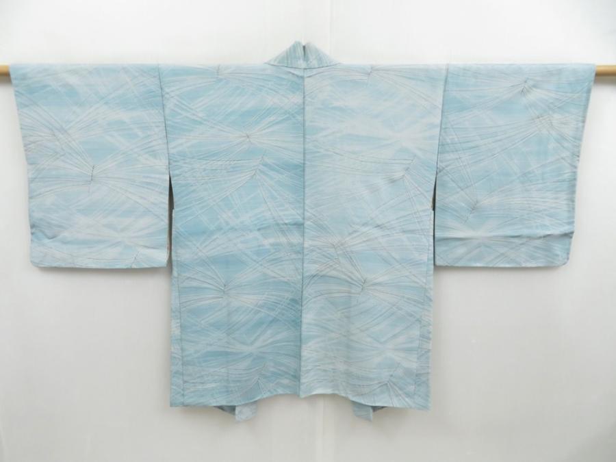 4510T04z550 Vintage Japanese Kimono Silk HAORI  Light blue